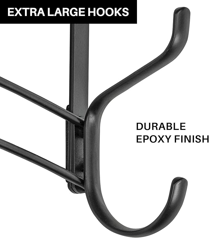 LYNK Professional® Home™ Over Door Hooks Rack - 10 Hook Over Door Hanger - Over Door Towel Rack - Hanging Towels or Clothes - for Bathroom, Bedroom or Laundry Room – Lifetime Ltd. Warranty - Black