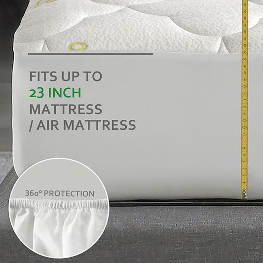 Twin XL Air Mattress Topper, Quilted Thick Viscose Air Mattress Pad Cover, Noiseless Extra Plush Pillow Top Mattress Topper Extra Long Twin Fits 15-23 Inches Deep Mattresses