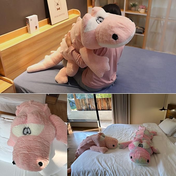 Hofun4U Alligator Plush Pillow, 46 inch Alligator Stuffed Animal, Home Decoration Christmas Valentine’s Birthday Gift for Boys Girls Adults Kids (Pink)