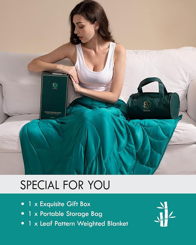 Kaisa Weighted Blanket for Adults(7 lbs, 41"x53"), Weighted Lap Blanket Machine Washable, Small Heavy Blankets with Glass Beads for Home Sleep &Travel, Green