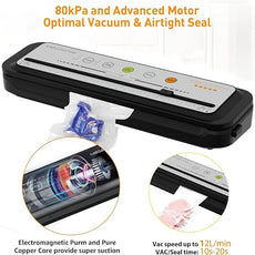 MEGAWISE 2025 Powerful Vacuum Sealer Machine | Compact Design | One-Touch Automatic | Seal in 10-20 Seconds | Dry, Moist, Wet, and Cold Modes | With 10 Vacuum Bags & Built-in Cutter (Grey)