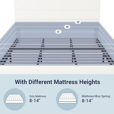 Allewie King Size Platform Bed Frame with Velvet Upholstered Headboard and Wooden Slats Support, Fully Upholstered Mattress Foundation/No Box Spring Needed/Easy Assembly, White