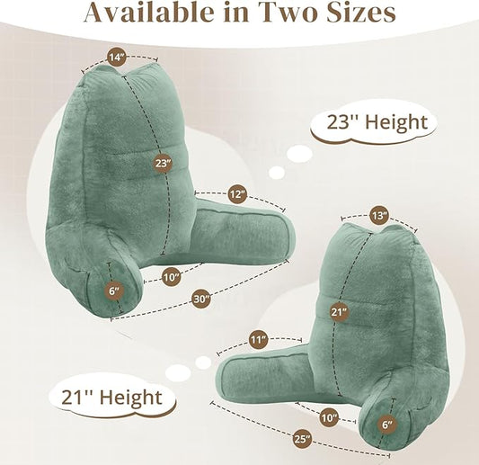 Sasttie Reading Pillow, Pillows for Reading or Relaxing – Ergonomic Support for Head, Neck, Back, and Lumbar, 21-Inch, Green