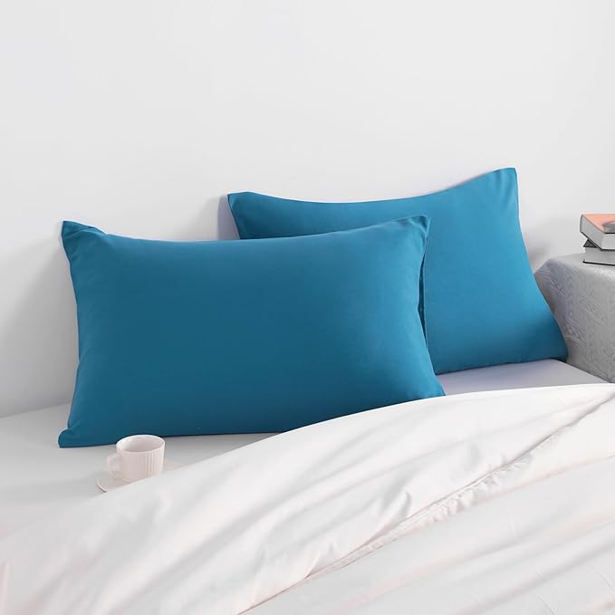 NTBAY King Pillow Cases Set of 2, 2 Pack Brushed Microfiber 20x36 Pillow Cases, Soft, Wrinkle, Fade, Stain Resistant Teal Blue Pillow Cases with Envelope Closure, 20x36 Inches, Teal Blue