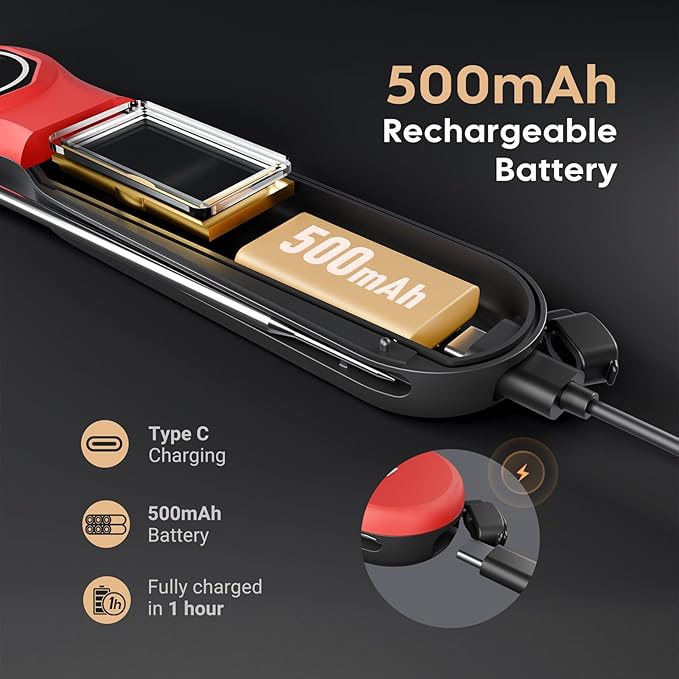 Rechargeable 0.5 Seconds Instant Read Meat Thermometer for Cooking, ±0.5℉ Accuracy Digital Food Thermometer with Large Screen, Waterproof Kitchen Thermometer Magnets for Grilling Frying BBQ