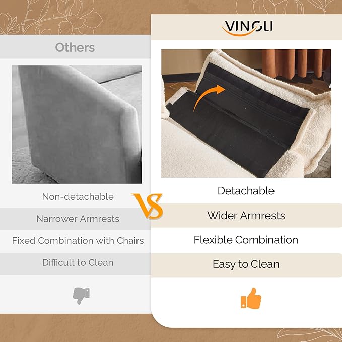 VINGLI Cloud Teddy White Single Chair with Armrest