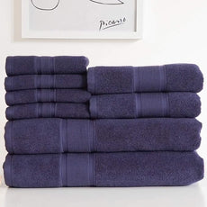 Luzia 8 Piece Bathroom Towel Set - 100% Turkish Cotton, Premium Quality - 2 Bath Towels 2 Hand Towels and 4 Washcloths (Navy Blue)