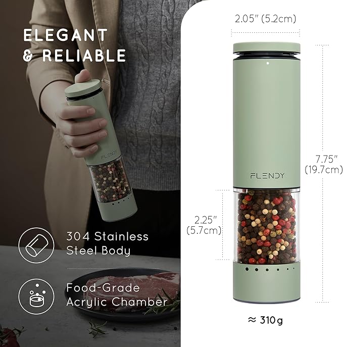 Electric Salt and Pepper Grinder Set Rechargeable, Automatic Salt and Pepper Grinder Set with Oversized Top Button, Stainless Steel Electric Salt and Pepper Shakers Set