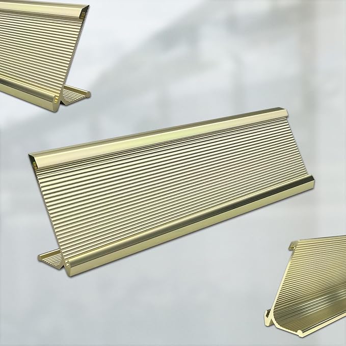 10 Pack 2" x 8" Aluminum Desk Name Plate Holder, Office Name Plate Holder for Desks, Desk Sign Holder for Office Conference, Meeting Room or Other Business Event (Gold)