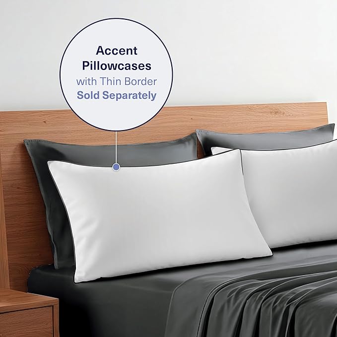 Kickoff Viscose Bamboo Sheets King Size 4-pc 100% Organic Bamboo Viscose Bed Cooling Sheets King Size Set Cool Bedding for hot Sleepers Sheet, Flat, Fitted, Pillowcases (Pewter,K) KickoffHome