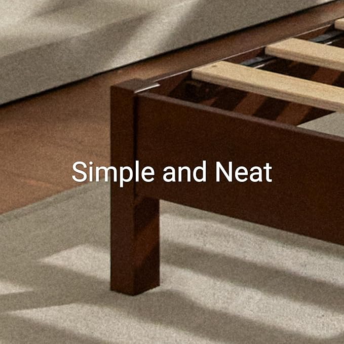 LIFEMENT Full Signature Wood Platform Bed Frame Walnut, Noise-Free, Under Bed Storage, No Box Spring Needed, Easy Assembly