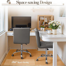 Furmax Mid-Back Office Task Chair Ribbed PU Leather Executive Chair Modern Adjustable Home Desk Chair Retro Comfortable Work Chair 360 Degree Swivel with Arms (Grey)