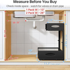 Under Sink Organizer, 2 Tier Pull Out Under Cabinet Organizer Shelf with Pad for Framed Cabinets, Metal Slide Out Under Sink Storage, Mesh Sliding Drawers for Kitchen Bathroom Laundry(Black, 1 Pack)