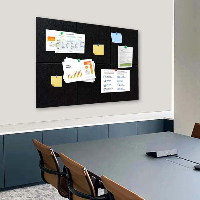 Thick Cork Board Tiles for Wall with Push Pins, 36"x24"x0.47" Bulletin Board Sets, Self-Adhesive Pin Board | Magrowill 6 Packs Felt Panels for Office Home Classroom Dorm