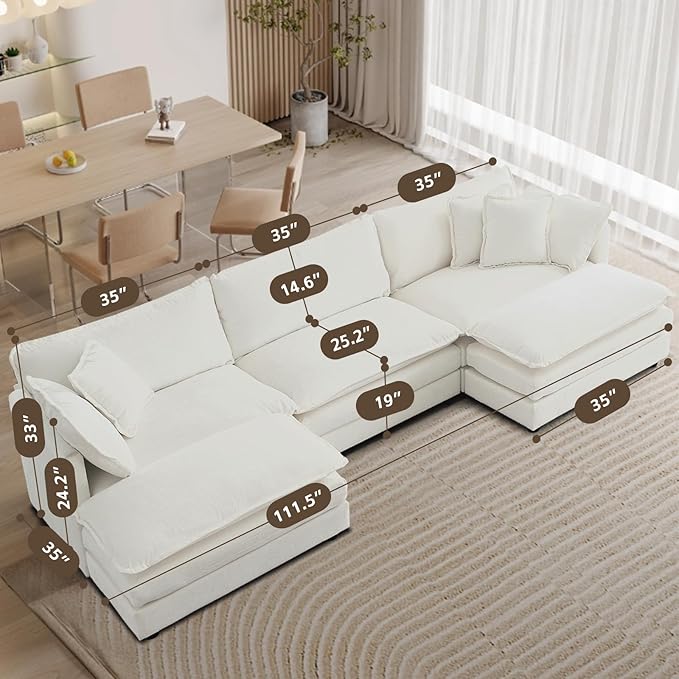 SoarFlash Chenille Sectional Middle Position Sofa,Beige