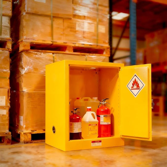 16-Gallon Flammable Storage Cabinet, 18"x18"x23" Galvanized Steel Safety Cabinet with Adjustable Shelf for Commercial, Industrial and Home Use,Yellow