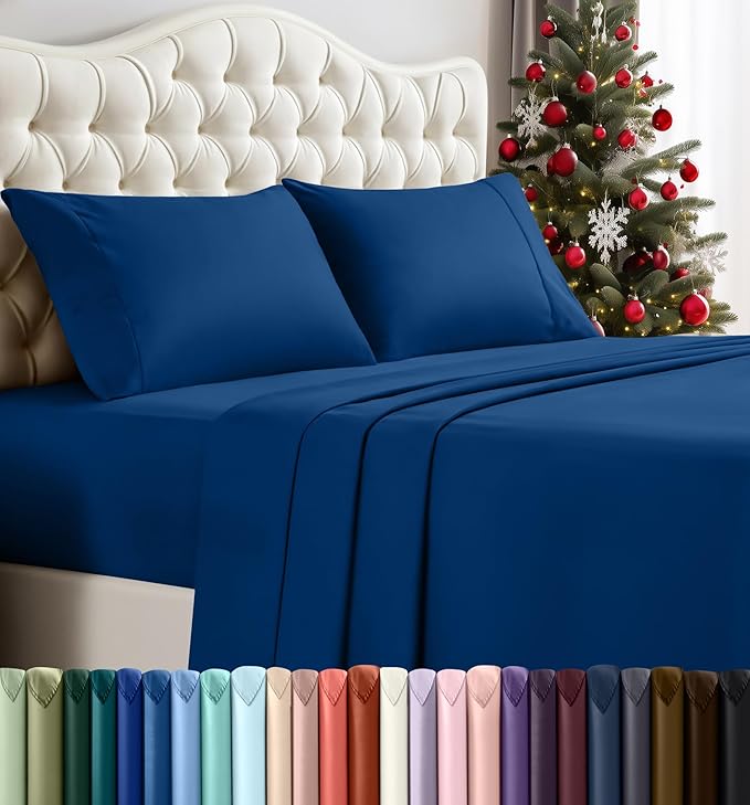 Utopia Bedding King Sheet Set – 4 Piece Bed Sheets for King Size Bed, Soft and Breathable Microfiber, Includes 1 Fitted Sheet, 1 Flat Sheet and 2 Pillowcases (Dusk Blue)