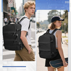 Vacuum Backpack Travel with Pump, Travel Backpack with Vacuum System, Carry on Luggage 18x14x8 Airline Approved Travel Bag, mochila de viaje compresion al vacio, Waterproof Laptop Backpacks,Black