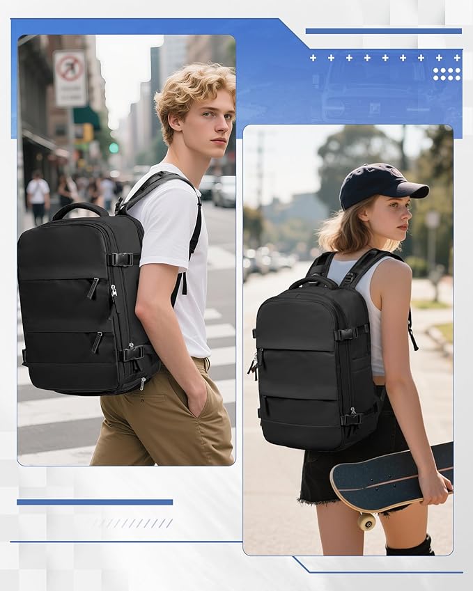 Vacuum Backpack Travel with Pump, Travel Backpack with Vacuum System, Carry on Luggage 18x14x8 Airline Approved Travel Bag, mochila de viaje compresion al vacio, Waterproof Laptop Backpacks,Black