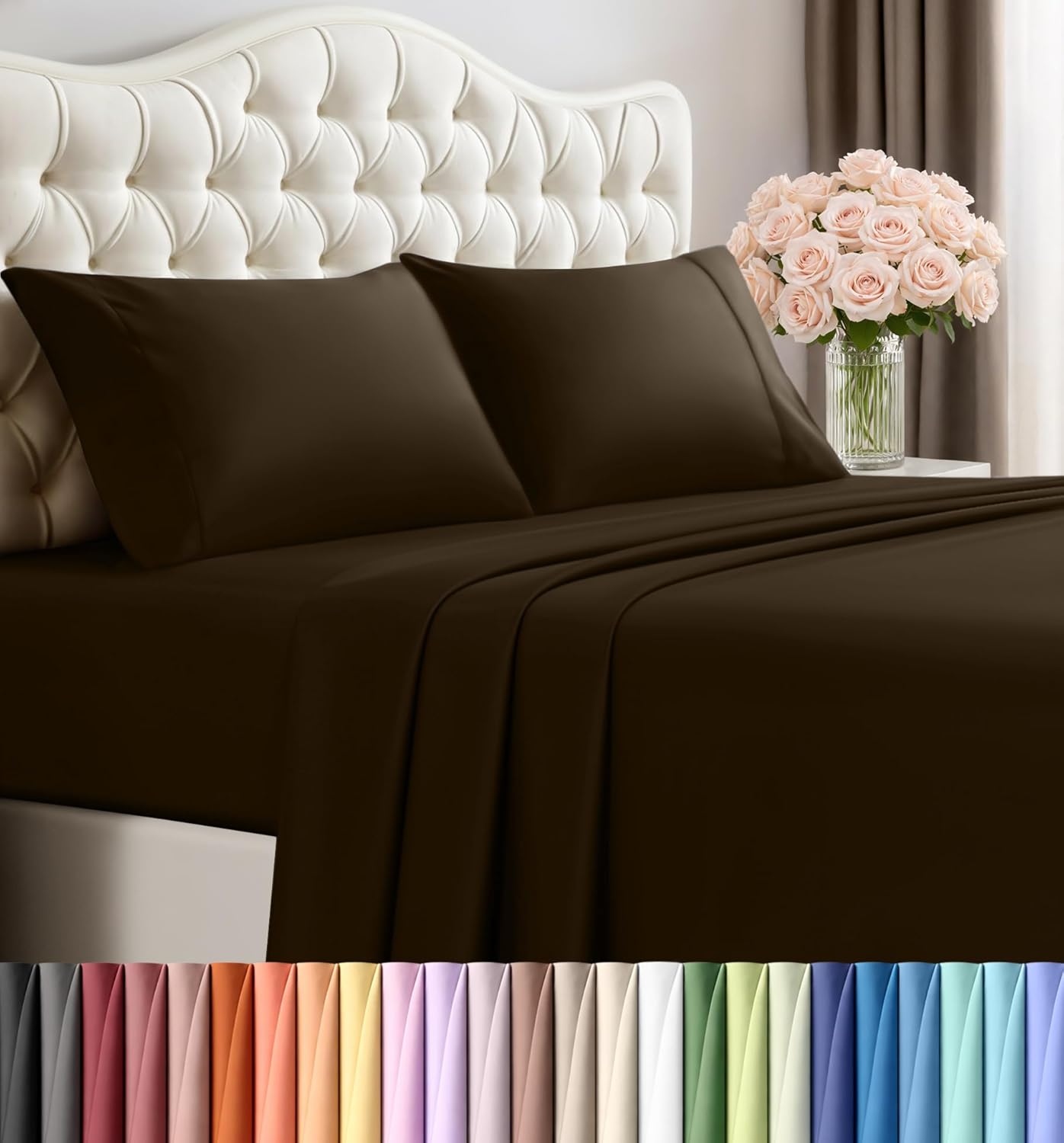 Utopia Bedding Queen Size Sheet Set – 4 Piece Bed Sheets, Soft and Breathable Microfiber, Includes 1 Fitted Sheet, 1 Flat Sheet and 2 Pillowcases – Oeko Tex (Grey) Dormly