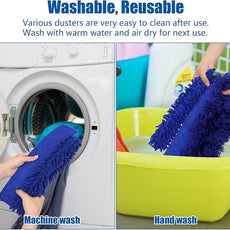 9PCS Dusters for Cleaning,Extendable Microfiber Duster with Extension Pole Up to 100'',Bendable Washable and Reusable Dusters Kit for Ceiling Fans, Blinds, High Ceilings, Furniture,Cars