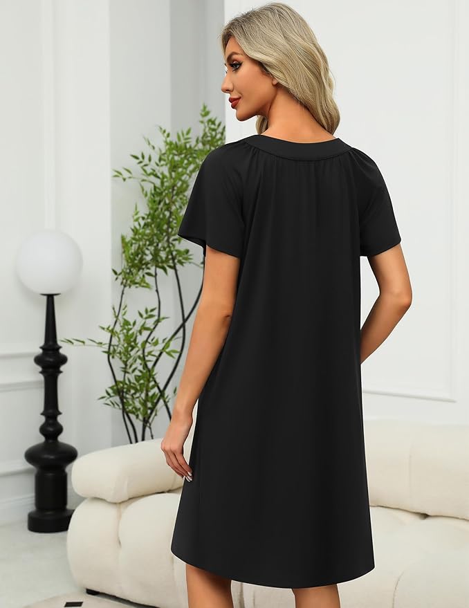 Ekouaer Women Robe Zipper Front Mumu Duster Robes Zip Up Housecoat Soft Sleepwear with Pockets