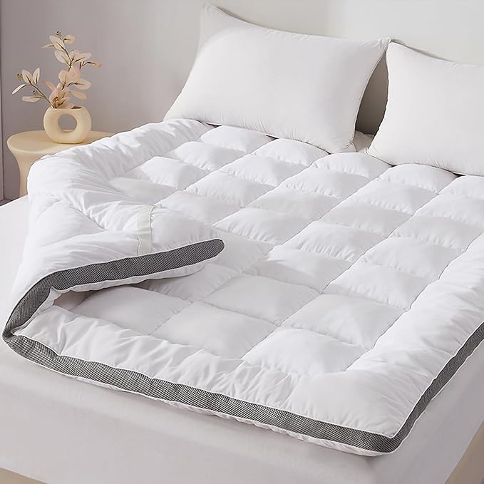 SAPHREAS 3 Inch Foam Mattress Topper Twin Size, Extra Soft Pillow Top Mattress Pad with Breathable Air Mesh Sides, Back Pain Relief, Fluffy Shredded Foam Filled