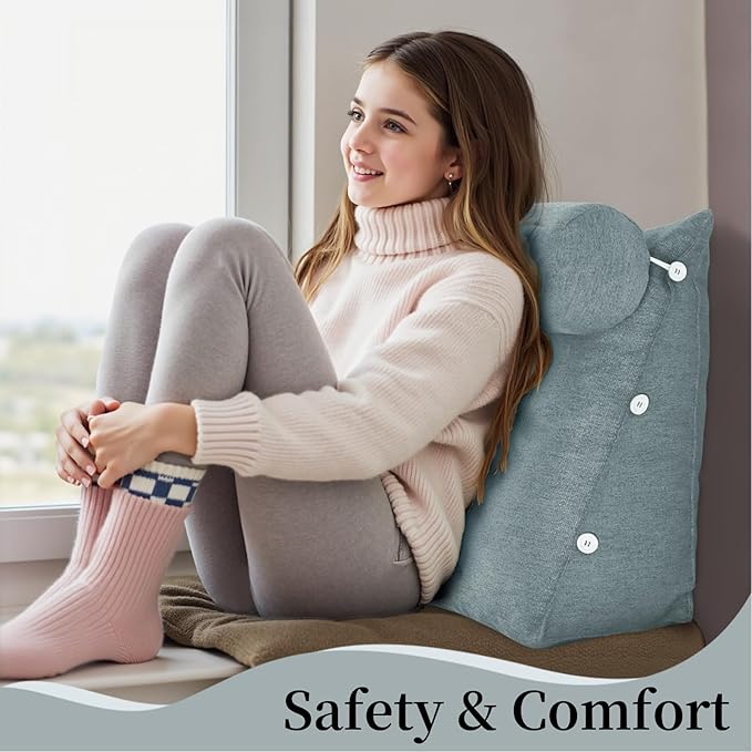 Bed Wedge Reading Pillow, Adjustable Reading Throw Cushion Triangular Pillow Wedge Couch Pillow for Lumbar Neck Back Support Pillow with Removable Cover