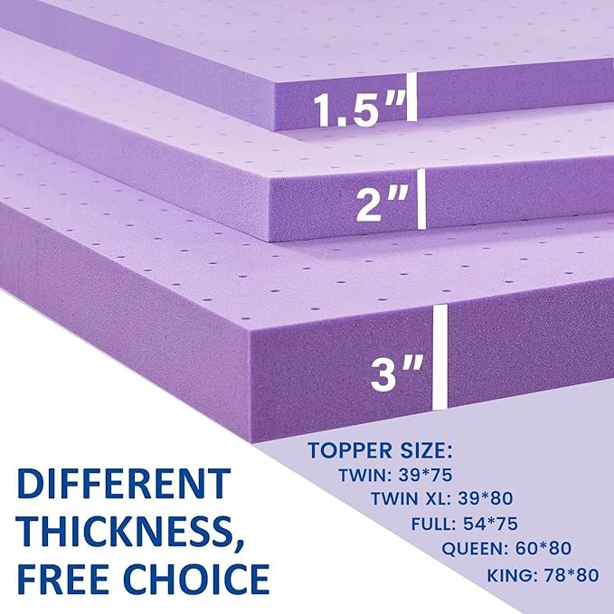 SINWEEK 3 Inch Gel Memory Foam Mattress Topper Ventilated Soft Pressure Relieve Mattress Pad, Breathable Bed Topper, CertiPUR-US Certified, California King Size