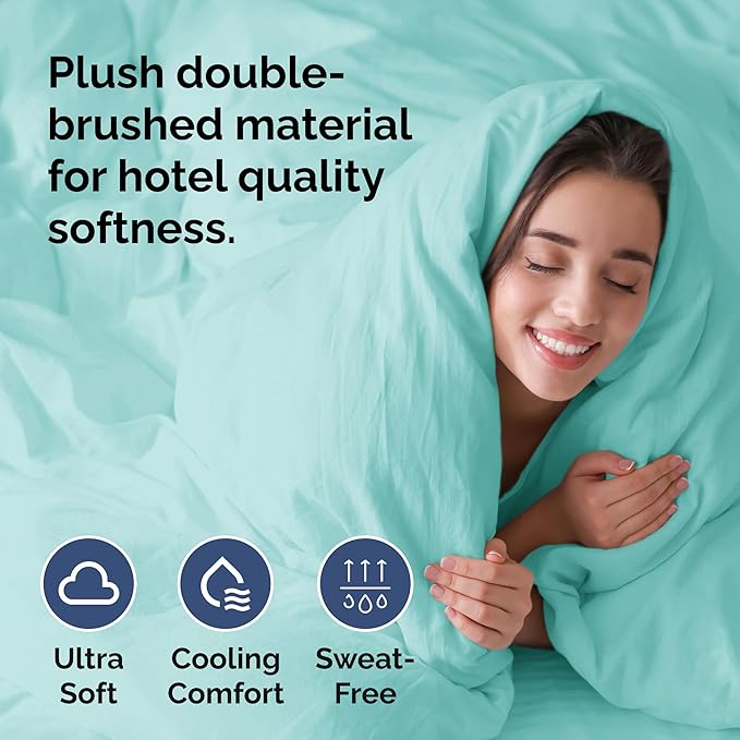 Duvet Cover Twin/Twin XL Size Set - Extra Soft Duvet Cover 68 x 90 with 1 Pillow Sham - Hotel Luxury, Easy Care and Fade Free w/ Zipper Closures & Ties - Comfy, Cozy Breathable Bedding Set (Spa Blue)