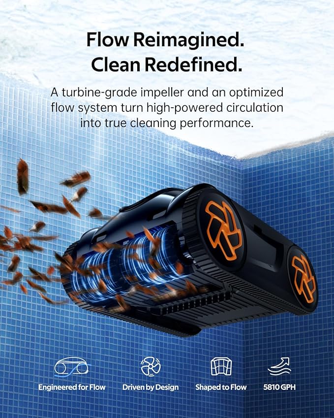 (2025 Upgrade) Pool Cleaner K60, 6H Runtime Cordless Robotic Pool Vacuum, Touch Screen, Smart Navigation, Cleans Floor, Walls, Waterline, Ideal for Above & In-Ground Pools, Self-Parking
