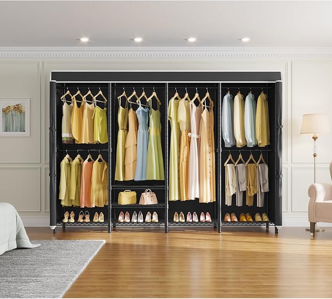 VIPEK V40C Plus Large Covered Clothes Rack for Hanging Clothes, Heavy Duty Portable Wardrobe Closet, Black Metal with Oxford Fabric Cover, Max Load 1300lbs