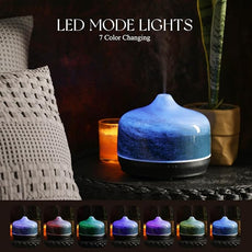 Porseme 500ml Glass Essential Oil Diffuser Aromatherapy Ultrasonic Cool Mist Humidifier 15-21 Running Hours Waterless Auto-Off Air Diffusers for Sleeping Yoga Office Working Spa and Rest (Dreamy Blue)