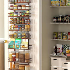 Moforoco Bronze 9-Tier Over The Door Pantry Organizer, Pantry Organization And Storage, Metal Hanging Spice Rack Shelves Door, Home & Kitchen Essentials, Laundry Room Bathroom Organization