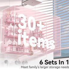 YASONIC Shower Caddy, 6 Pack Large Capacity Bath Organizer with Soap Holder and 12 Hooks, Rustproof Shower Shelves for Inside Shower, No Drilling&Sleek Bathroom Organizers and Storage Pink