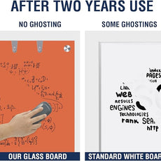 TSJ OFFICE Glass Dry-Erase Board - 48 x 36 Inches Wall Mounted Magnetic Whiteboard, Large Frameless Glass White Board for Office, Home & School, Orange