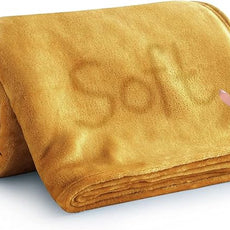 IR Imperial Rooms Fleece Blanket Twin Size 60 x 80 Inches - Super Soft Fluffy Throw Blanket for Sofa and Bed - Warm and Cozy Lightweight 400 GSM Microfiber Bed Throws Blankets (Twin, Mustard)