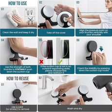 TAILI 2 Pack Powerful Suction Cup Razor Holder, 304 Stainless Steel Bathroom Suction Hooks for Towel, Loofah, Bathrobe, Stylish Shaver Holder for Shower Wall, Easy to Install and Reuse, Black