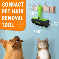 Triton Pet Hair Removal Tool w/Fur Trapping Compartment, 60% Smaller Storage Size, Reusable Shedding Roller, Cat and Dog Hair Remover for Car, Furniture, Carpet, Couch (Green)