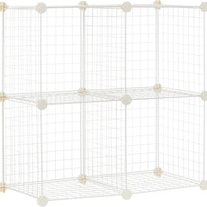 Amazon Basics 4 Cube Storage Organizer - Wire Grid Closet and Storage Shelves, Stackable, White 14