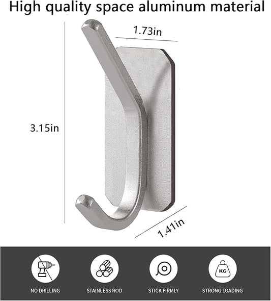 Paoli Heavy Duty Adhesive Hooks,Self-Adhesive Hooks Multiple Colors and Styles 30 lb Maximum Load for Home Schools and Offices (4pc, Silver)