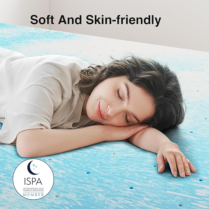 Novilla King Memory Foam Mattress Topper 3 Inch, Cooling Gel Infused, Ventilated Pressure Relief Pad, Medium Comfort for Sofa, RV, Camper, Dorm Room