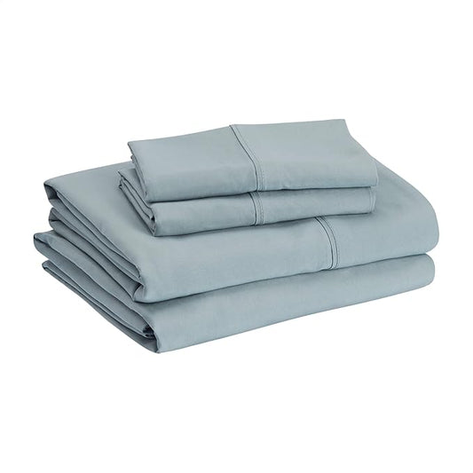 Amazon Basics Lightweight Super Soft, Wrinkle-Free Easy Care Microfiber 4 Piece Bed Sheet Set with 14-Inch Deep Pockets, Full, Spa Blue, Solid AmazonBasics