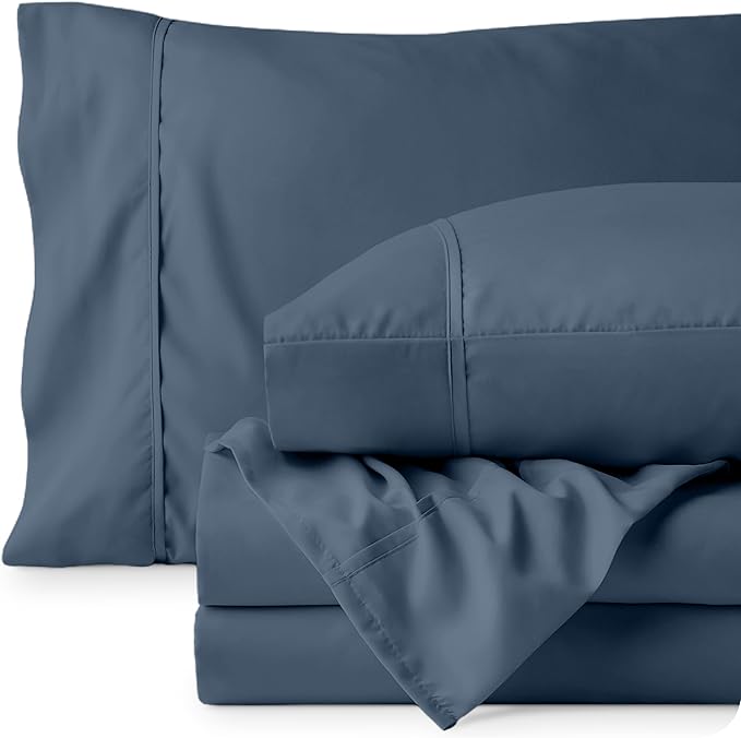 Bare Home Queen Sheet Set - Luxury 1800 Ultra-Soft Microfiber Queen Bed Sheets - Double Brushed - Deep Pockets - Easy Fit - 4 Piece Set - Bedding Sheets & Pillowcases (Queen, Bering Sea)
