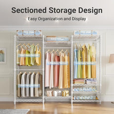 VIPEK V5 Portable Closet Wardrobe Heavy Duty Clothes Rack, Freestanding Clothing Racks with 4 Hang Rods & 8 Shelves, Adjustable Custom Closet Racks, 68.9