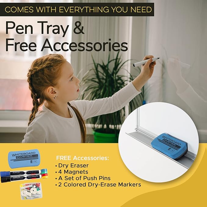 Vision Board 2025: Dry Erase Cork Board Combo Set - 20" x 28" Magnetic White Board and Cork Bulletin Combination Board, Use as Message Board, Memo Board - w/Markers, Eraser, Magnets, Push Pins