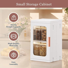 Mini Storage Cabinet with Doors and Shelves Countertop Cabinet Bathroom Storage Kitchen Cabinet with Adjustable Shelf Cabinet Organizer Toilet Paper Linen Closet 1 Layer(White)