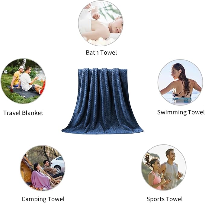 Ferdilan Extra Large 4 Pack Bath Towels Set 35"x70" Navy Blue Oversized Bath Sheet Towels, 600 GSM Ultra Soft & Absorbent Towels for Bathroom, Quick Dry Towel for Gym Hotel Camp Pool