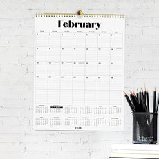 PAPERAGE 2026 Calendar, 12 Months (January 2026 - December 2026), Large (11.4 in x 14.76 in), Spiral Bound, 2026 Vertical Wall Calendar with Monthly & Yearly Views, Premium Paper - Black