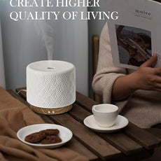 Essential Oil Diffuser, 280ml Ceramic Aromatherapy Diffuser for Large Room, 2.4MHz Ultrasonic Cool Mist Diffuser Oil Machine, Quiet & Intelligent Aroma Diffuser for Home Office SPA Yoga